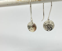 Load image into Gallery viewer, Sterling Silver Hammered Convex Dangle Earrings
