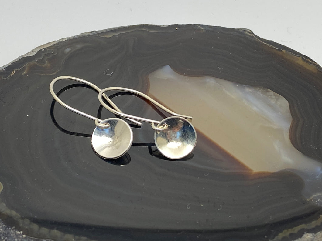Sterling Silver Polished Convex Dangle Earrings