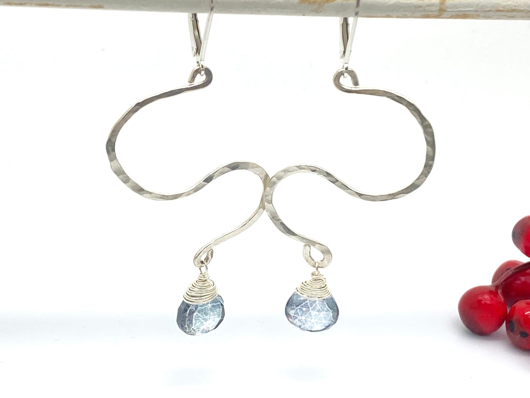 Hammered Zigzag Earrings with Mystic Quartz