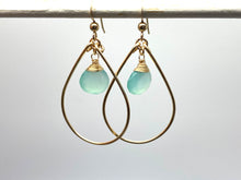 Load image into Gallery viewer, Minimalist Green Chalcedony Gold Earrings
