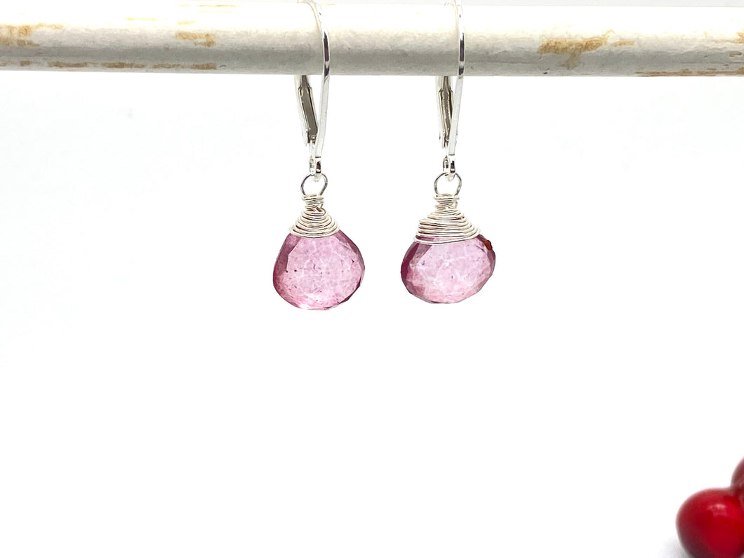 Pink Mystic Quartz Wire Wrapped Earrings
