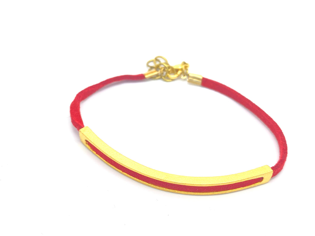 Petite Gold Hollow Bar Bracelets with Suede
