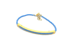 Load image into Gallery viewer, Petite Gold Hollow Bar Bracelets with Afghan Beads
