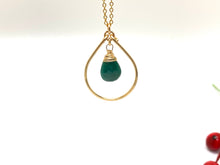 Load image into Gallery viewer, Emerald 14kt Gold Filled Raindrop Necklace
