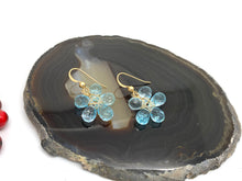 Load image into Gallery viewer, Blue Topaz Flower Earrings in. Gold Filled
