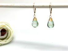 Load image into Gallery viewer, Long Faceted Green Mystic Quartz Earrings
