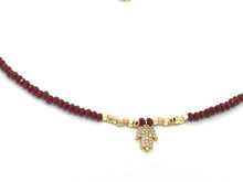 Load image into Gallery viewer, Crystal Necklace with Cubic Zirconia Hamsa Charm
