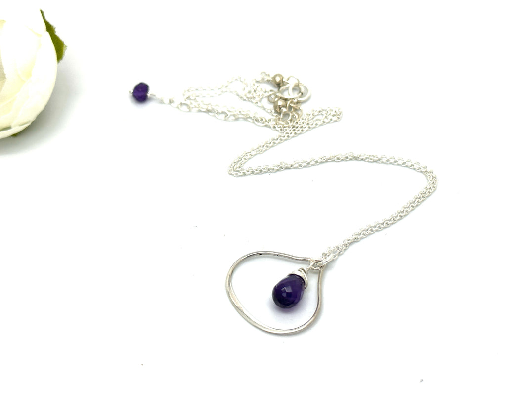 Amethyst Sterling Silver Raindrop Necklace