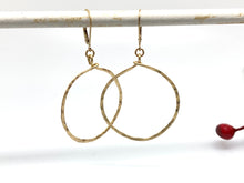 Load image into Gallery viewer, 14kt Gold Filled Hammered Hoop Circle Earrings
