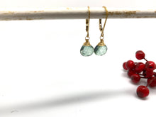 Load image into Gallery viewer, Green Mystic Quartz Leverback Gold Earrings
