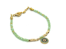 Load image into Gallery viewer, Crystal Bracelet with Round Cubic Zirconia Evil Eye Charm
