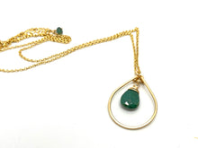 Load image into Gallery viewer, Emerald 14kt Gold Filled Raindrop Necklace
