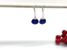 Load image into Gallery viewer, lapis leverback sterling silver earrings
