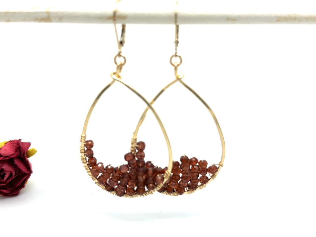 Waterfall Earrings - 14kt Gold Filled -Garnet