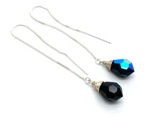 Load image into Gallery viewer, Ear Threaders with Crystal Teardrop in Sterling Silver
