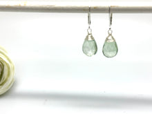 Load image into Gallery viewer, Long Faceted Green Mystic Quartz Earrings

