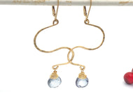 Hammered Zigzag Earrings with Green Mystic Quartz