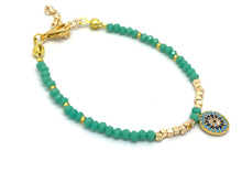 Load image into Gallery viewer, Crystal Bracelet with Round Cubic Zirconia Evil Eye Charm
