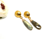 Load image into Gallery viewer, Long Labradorite post earrings
